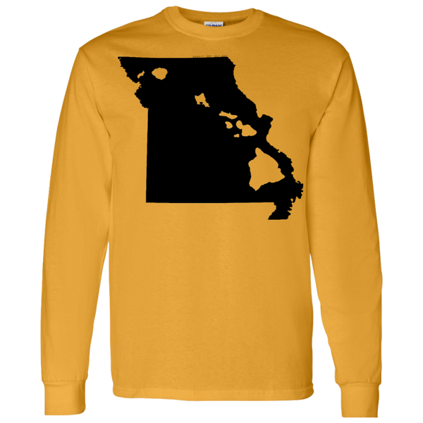 Living in Missouri with Hawaii Roots LS T-Shirt 5.3 oz., T-Shirts, Hawaii Nei All Day