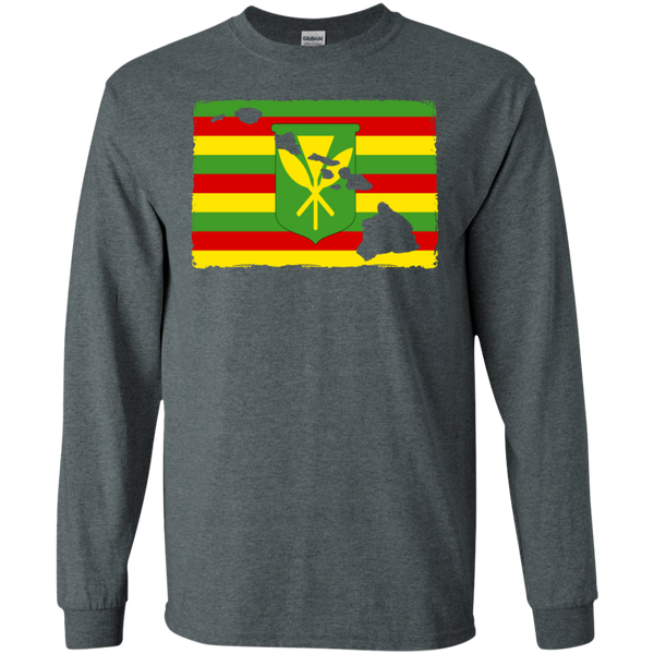 Hawai'i Kanaka Maoli Flag LS Ultra Cotton T-Shirt, T-Shirts, Hawaii Nei All Day