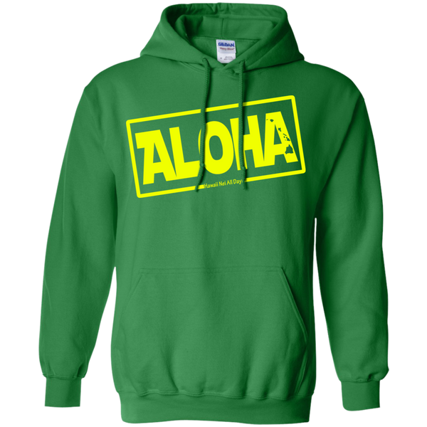 Aloha Hawai'i Nei (Islands yellow ink) Pullover Hoodie, Sweatshirts, Hawaii Nei All Day