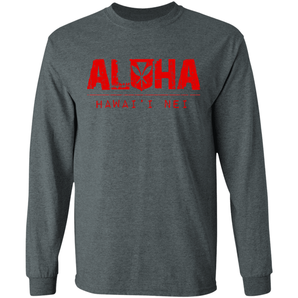 Aloha Hawai'i Nei(red ink) LS Ultra Cotton T-Shirt, T-Shirts, Hawaii Nei All Day