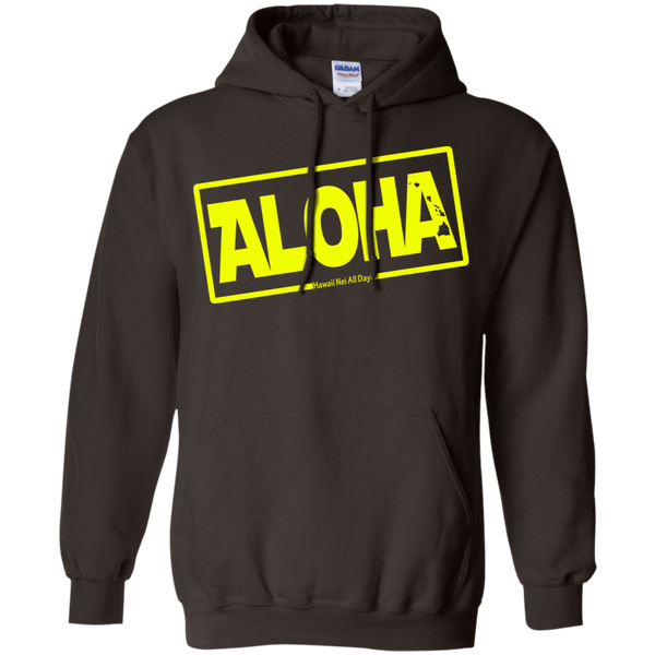 Aloha Hawai'i Nei (Islands yellow ink) Pullover Hoodie, Sweatshirts, Hawaii Nei All Day