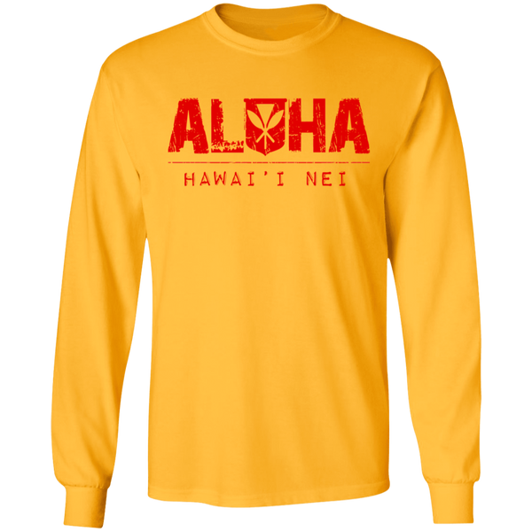 Aloha Hawai'i Nei(red ink) LS Ultra Cotton T-Shirt, T-Shirts, Hawaii Nei All Day