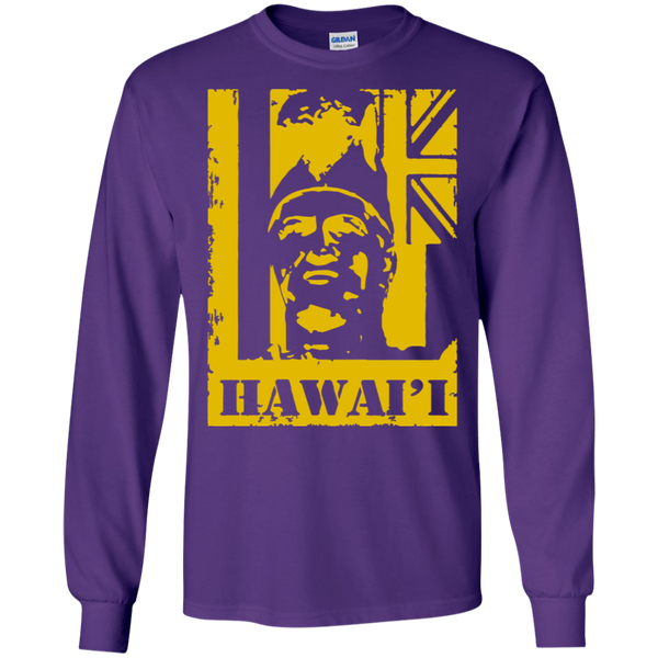 Hawai'i King Kamehameha (yellow) LS Ultra Cotton T-Shirt, T-Shirts, Hawaii Nei All Day