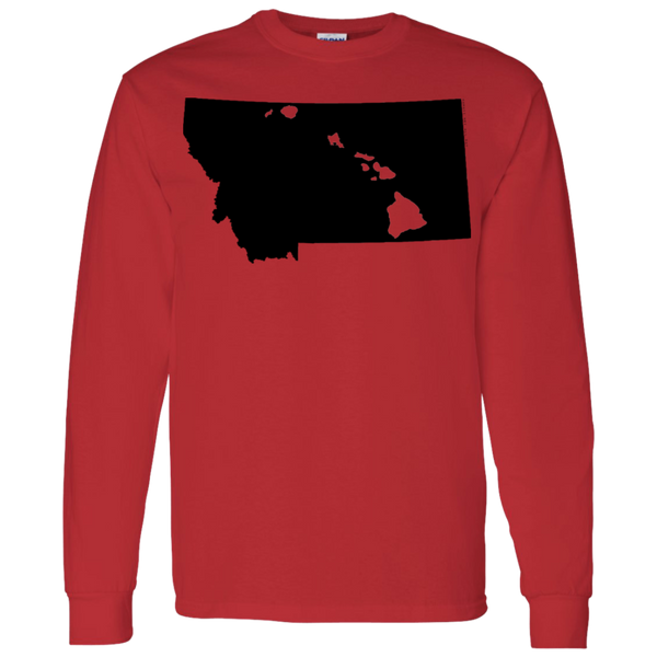 Living in Montana with Hawaii Roots LS T-Shirt 5.3 oz., T-Shirts, Hawaii Nei All Day