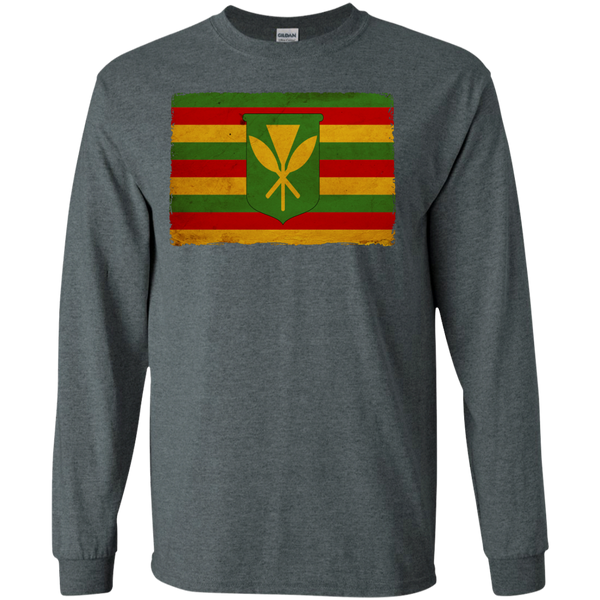 Kanaka Maoli Flag LS Ultra Cotton Tshirt - Hawaii Nei All Day