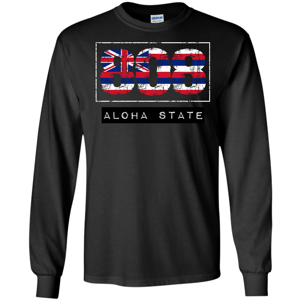 808 Aloha State LS Ultra Cotton Tshirt - Hawaii Nei All Day
