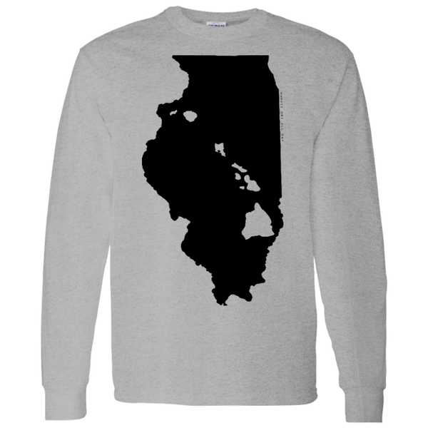 Living in Illinois with Hawaii Roots LS T-Shirt 5.3 oz., T-Shirts, Hawaii Nei All Day