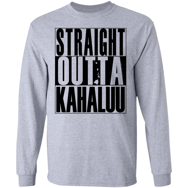 Straight Outta Kahaluu (black ink) LS T-Shirt