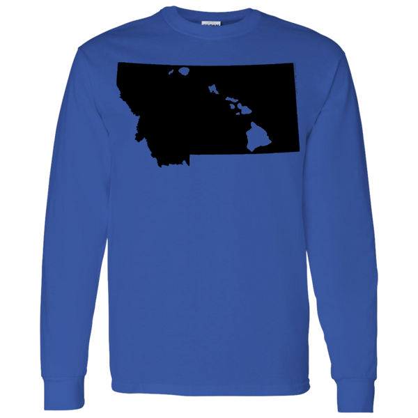 Living in Montana with Hawaii Roots LS T-Shirt 5.3 oz., T-Shirts, Hawaii Nei All Day
