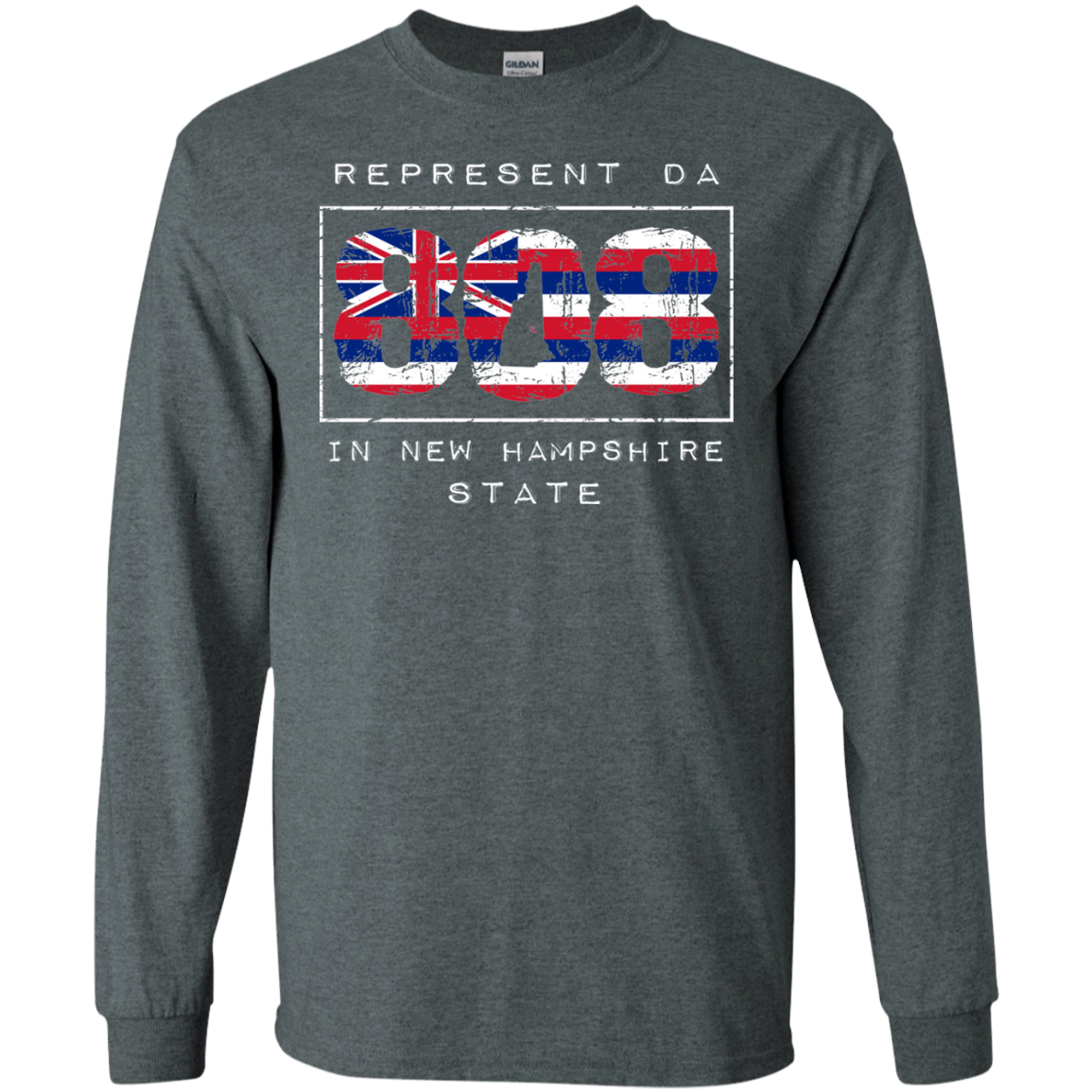 Rep Da 808 In New Hampshire State LS Ultra Cotton T-Shirt, T-Shirts, Hawaii Nei All Day