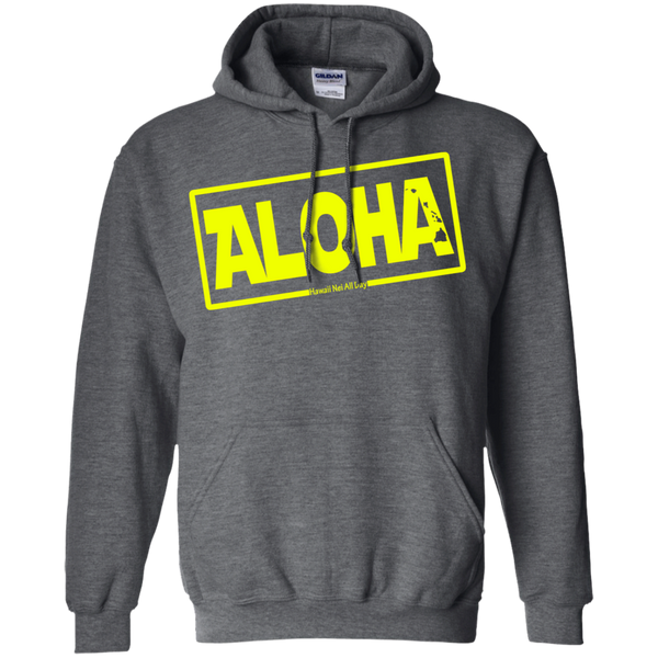 Aloha Hawai'i Nei (Islands yellow ink) Pullover Hoodie, Sweatshirts, Hawaii Nei All Day
