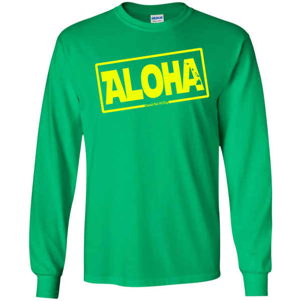 Aloha Hawai'i Nei (Islands yellow ink) LS Ultra Cotton T-Shirt, T-Shirts, Hawaii Nei All Day