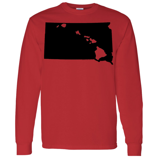 Living in South Dakota with Hawaii Roots LS T-Shirt 5.3 oz., T-Shirts, Hawaii Nei All Day
