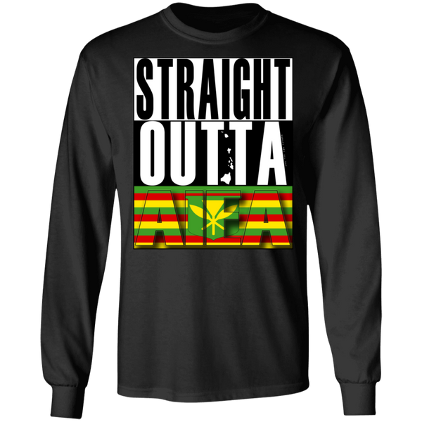 Straight Outta Aiea (Kanaka Maoli) LS T-Shirt, T-Shirts, Hawaii Nei All Day