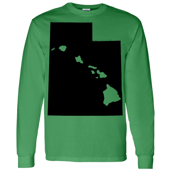 Living in Utah with Hawaii Roots LS T-Shirt 5.3 oz., T-Shirts, Hawaii Nei All Day
