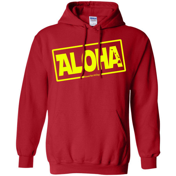Aloha Hawai'i Nei (Islands yellow ink) Pullover Hoodie, Sweatshirts, Hawaii Nei All Day