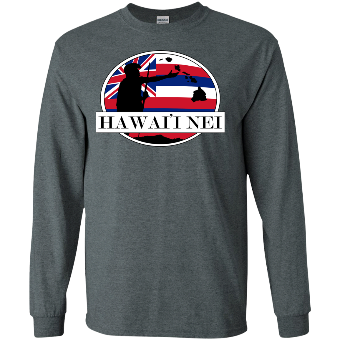 Hawai'i Nei King Kamehameha LS Ultra Cotton Tshirt - Hawaii Nei All Day
