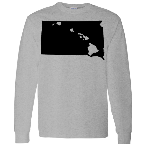 Living in South Dakota with Hawaii Roots LS T-Shirt 5.3 oz., T-Shirts, Hawaii Nei All Day