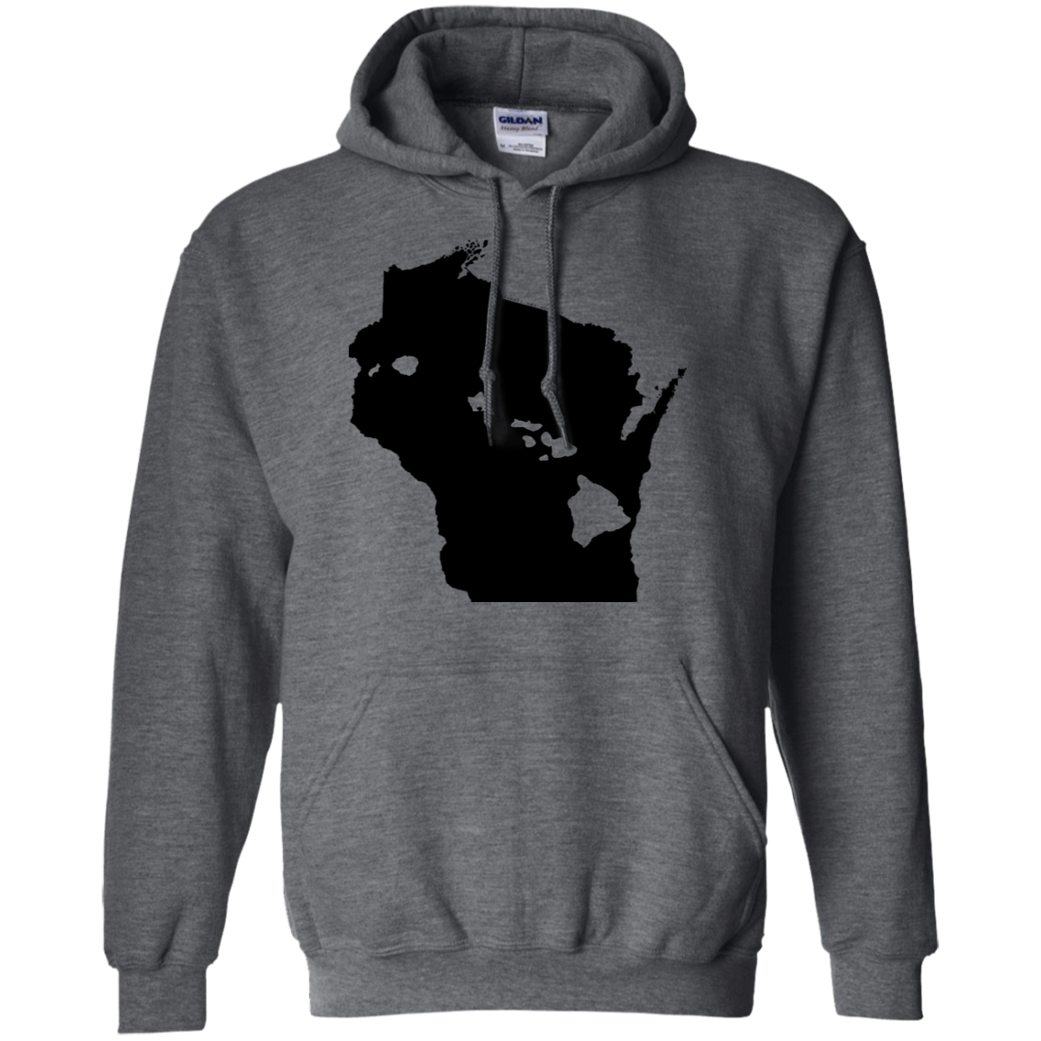 Living in Wisconsin with Hawaii Roots Pullover Hoodie 8 oz., Sweatshirts, Hawaii Nei All Day