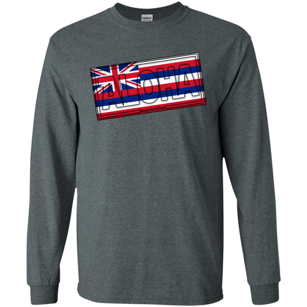 Aloha Hawai'i Flag LS Ultra Cotton T-Shirt, T-Shirts, Hawaii Nei All Day