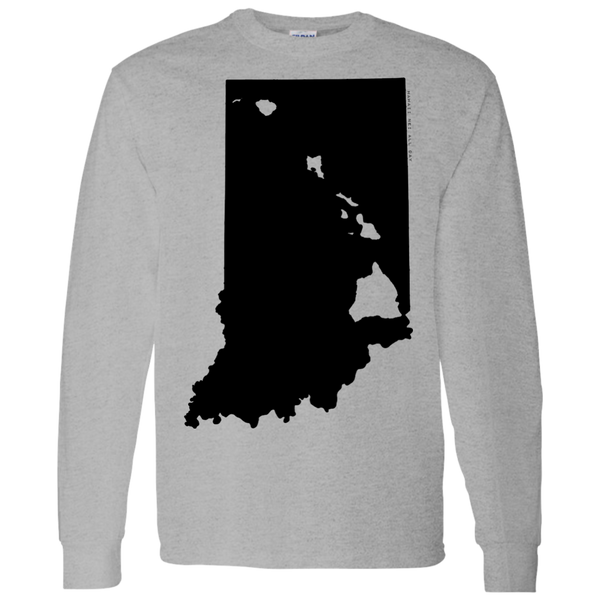 Living in Indiana with Hawaii Roots LS T-Shirt 5.3 oz., T-Shirts, Hawaii Nei All Day