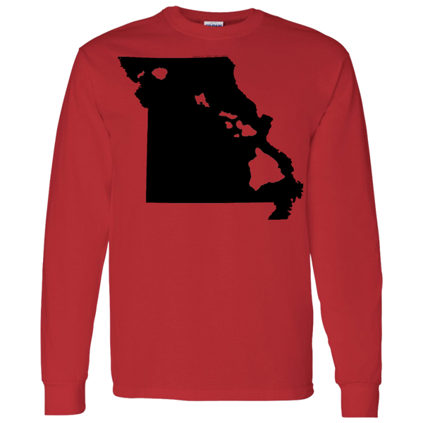 Living in Missouri with Hawaii Roots LS T-Shirt 5.3 oz., T-Shirts, Hawaii Nei All Day