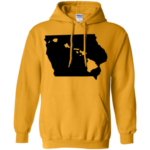 Living in Iowa with Hawaii Roots Pullover Hoodie 8 oz., Sweatshirts, Hawaii Nei All Day
