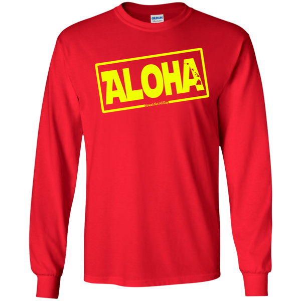 Aloha Hawai'i Nei (Islands yellow ink) LS Ultra Cotton T-Shirt, T-Shirts, Hawaii Nei All Day