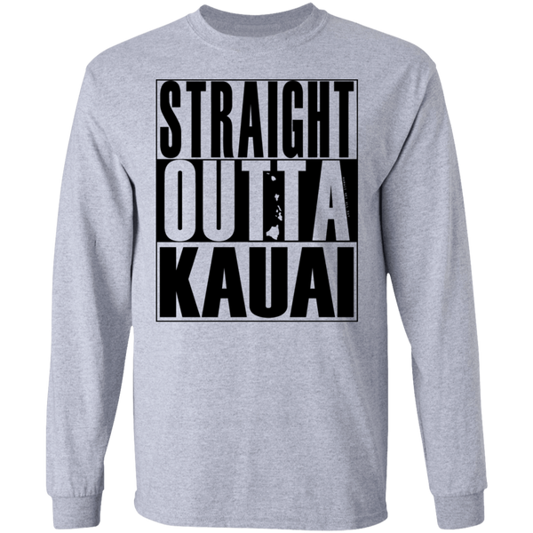 Straight Outta Kauai(black ink) LS T-Shirt