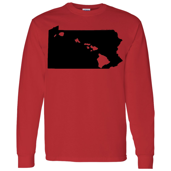 Living in Pennsylvania with Hawaii Roots LS T-Shirt 5.3 oz., T-Shirts, Hawaii Nei All Day