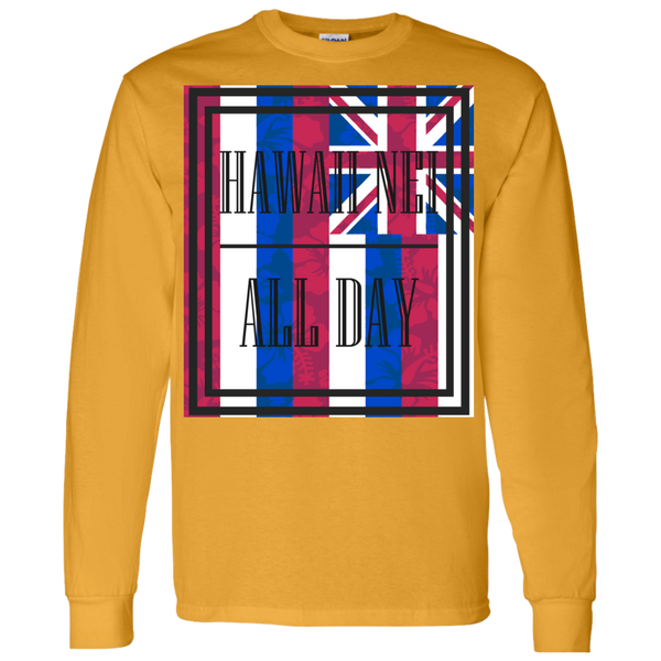 Hawai'i Floral Flag LS T-Shirt 5.3 oz., T-Shirts, Hawaii Nei All Day