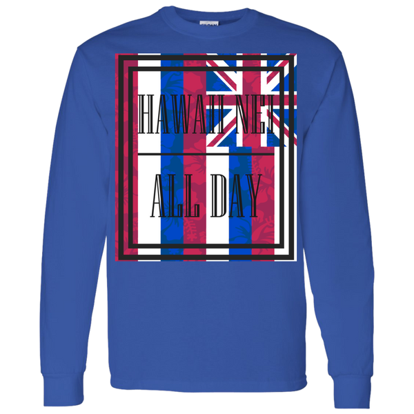 Hawai'i Floral Flag LS T-Shirt 5.3 oz., T-Shirts, Hawaii Nei All Day