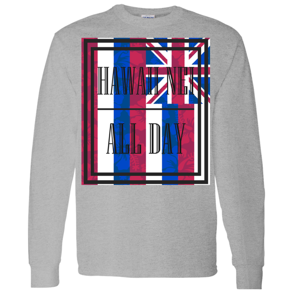 Hawai'i Floral Flag LS T-Shirt 5.3 oz., T-Shirts, Hawaii Nei All Day