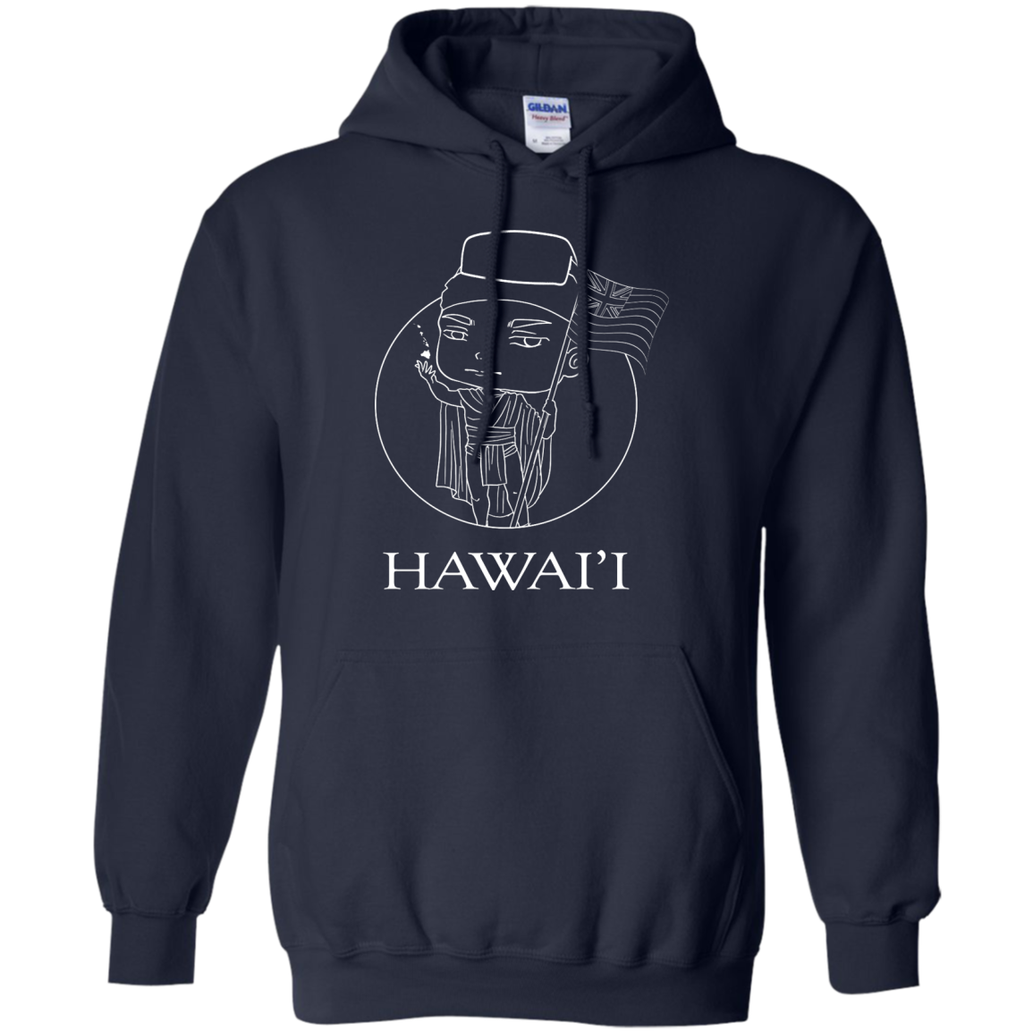 Hawai'i (chibi style King Kamehameha) Pullover Hoodie - Hawaii Nei All Day