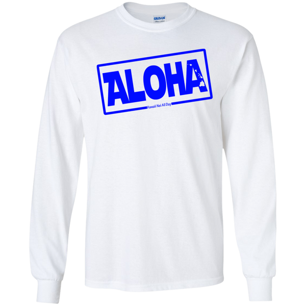 Aloha Hawai'i Nei (Islands blue ink) LS Ultra Cotton T-Shirt, T-Shirts, Hawaii Nei All Day