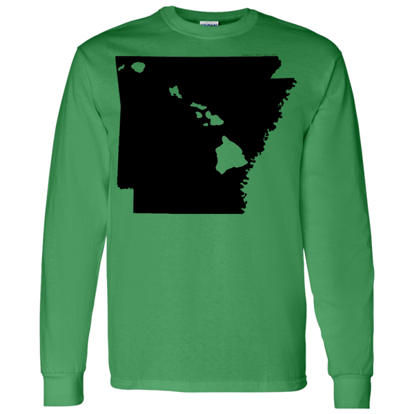 Living in Arkansas with Hawaii Roots LS T-Shirt 5.3 oz., T-Shirts, Hawaii Nei All Day