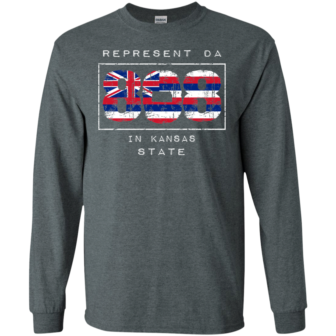 Rep Da 808 In Kansas State LS Ultra Cotton T-Shirt, T-Shirts, Hawaii Nei All Day