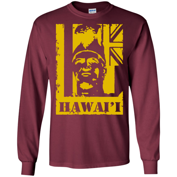 Hawai'i King Kamehameha (yellow) LS Ultra Cotton T-Shirt, T-Shirts, Hawaii Nei All Day