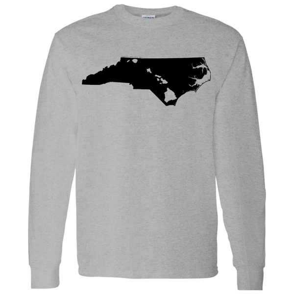 Living in North Carolina with Hawaii Roots LS T-Shirt 5.3 oz., T-Shirts, Hawaii Nei All Day
