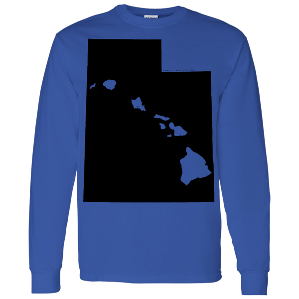Living in Utah with Hawaii Roots LS T-Shirt 5.3 oz., T-Shirts, Hawaii Nei All Day