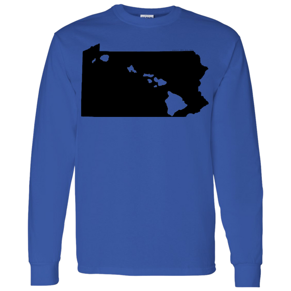 Living in Pennsylvania with Hawaii Roots LS T-Shirt 5.3 oz., T-Shirts, Hawaii Nei All Day