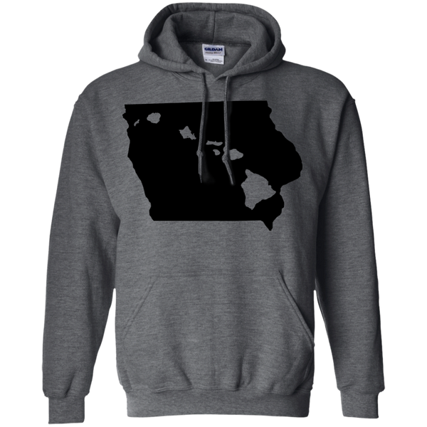 Living in Iowa with Hawaii Roots Pullover Hoodie 8 oz., Sweatshirts, Hawaii Nei All Day