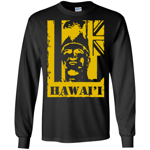 Hawai'i King Kamehameha (yellow) LS Ultra Cotton T-Shirt, T-Shirts, Hawaii Nei All Day