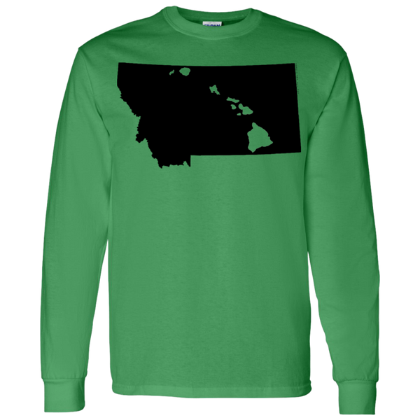 Living in Montana with Hawaii Roots LS T-Shirt 5.3 oz., T-Shirts, Hawaii Nei All Day