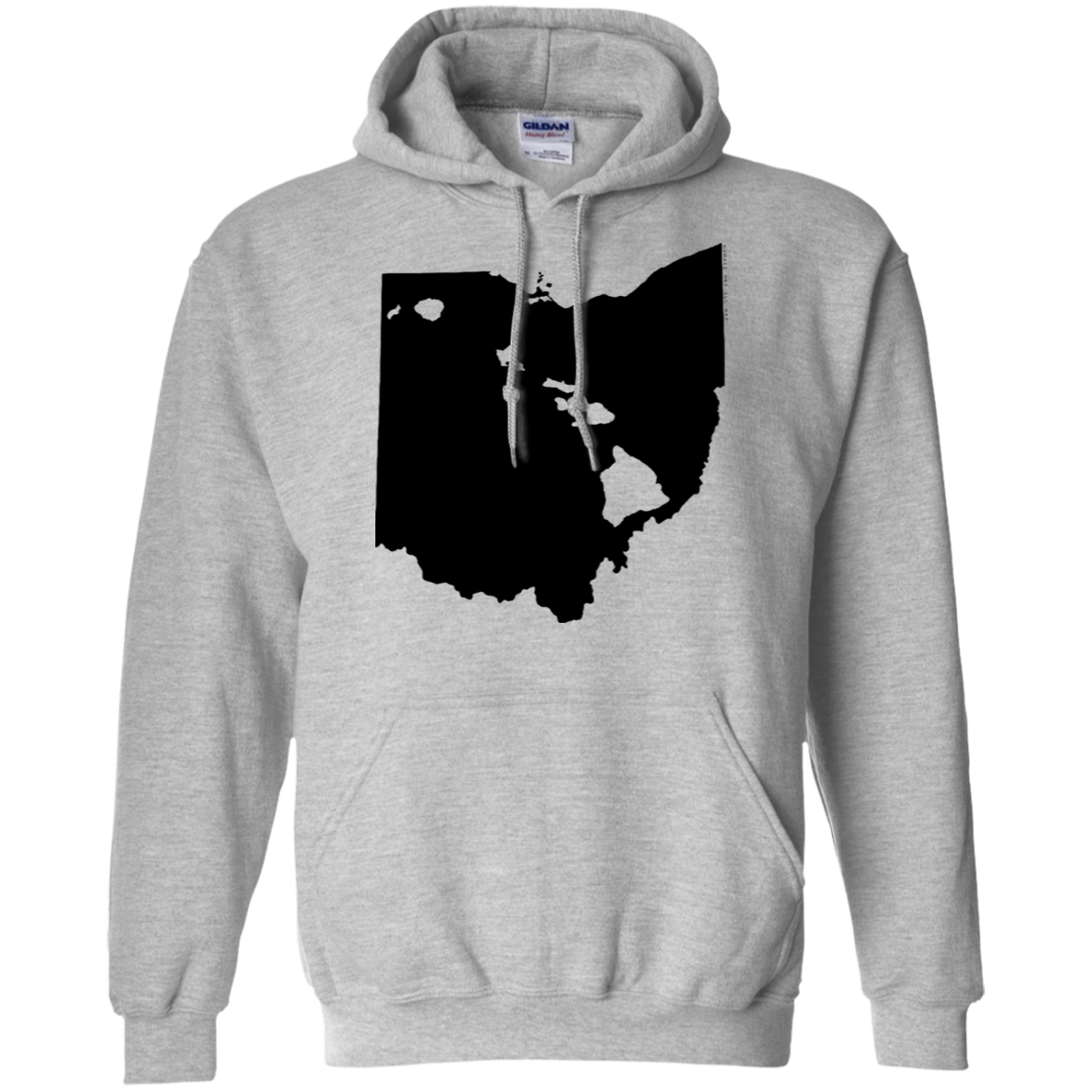 Living in Ohio with Hawaii Roots Pullover Hoodie 8 oz., Sweatshirts, Hawaii Nei All Day