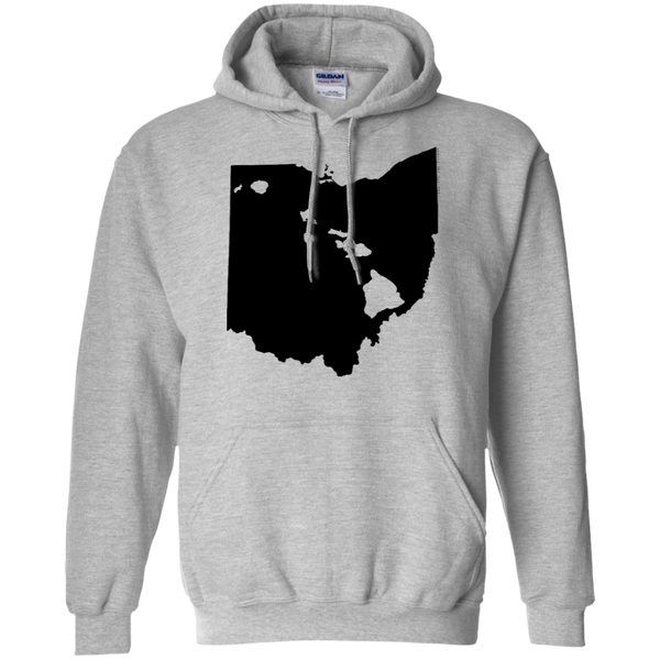 Living in Ohio with Hawaii Roots Pullover Hoodie 8 oz., Sweatshirts, Hawaii Nei All Day