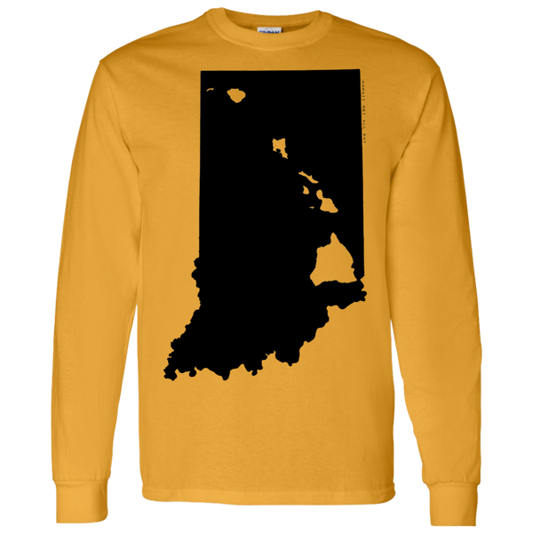 Living in Indiana with Hawaii Roots LS T-Shirt 5.3 oz., T-Shirts, Hawaii Nei All Day