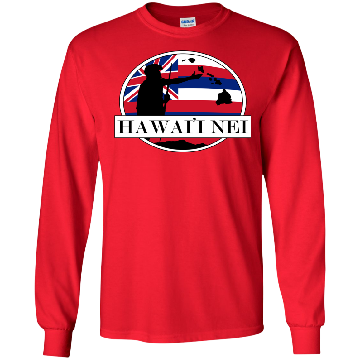 Hawai'i Nei King Kamehameha LS Ultra Cotton Tshirt - Hawaii Nei All Day